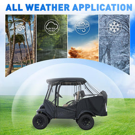 FIXHAWK golf cart enclosure shows clear windows for visibility