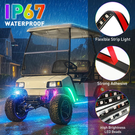 Two 86-inch neon strips cover the cart with extension cables.