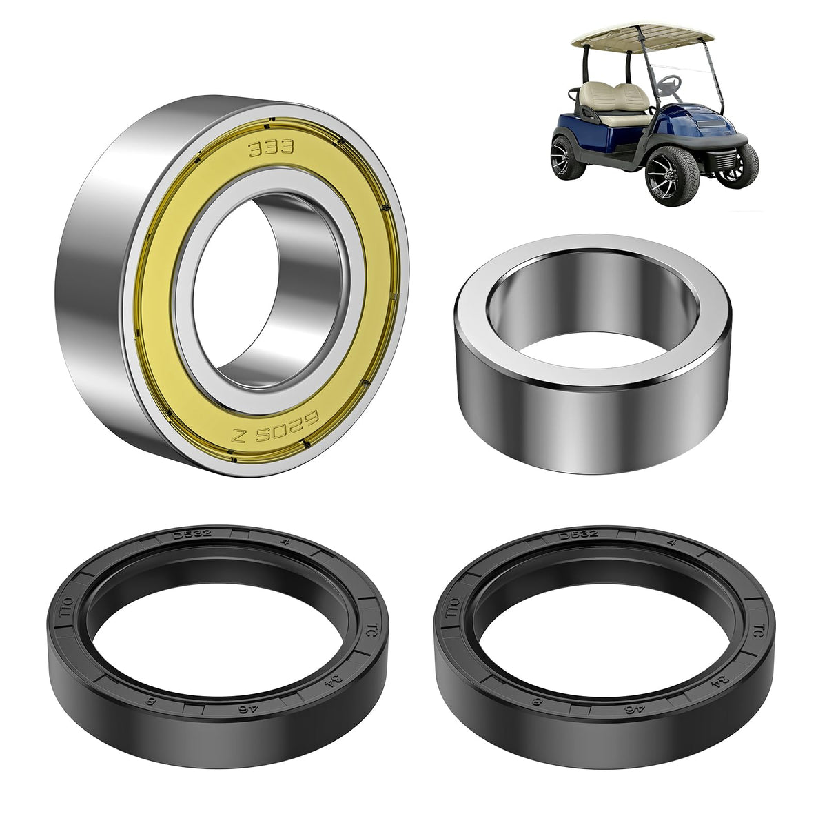FIXHAWK rear axle bearing kit assembly with seals for durable golf cart performance