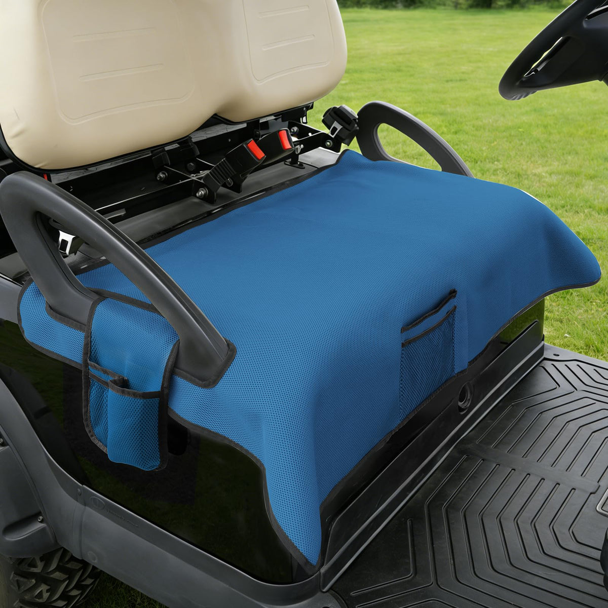 FIXHAWK golf cart seat blanket navy front view with non-slip breathable fabric