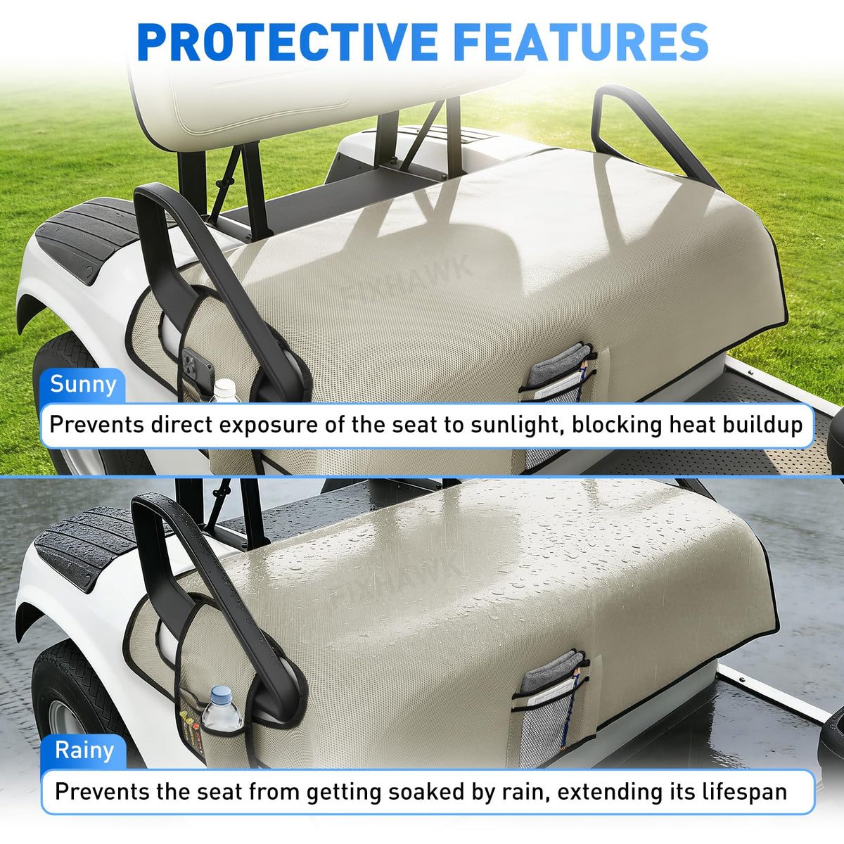 FIXHAWK seat cover made with breathable non-slip fabric for steady seating.