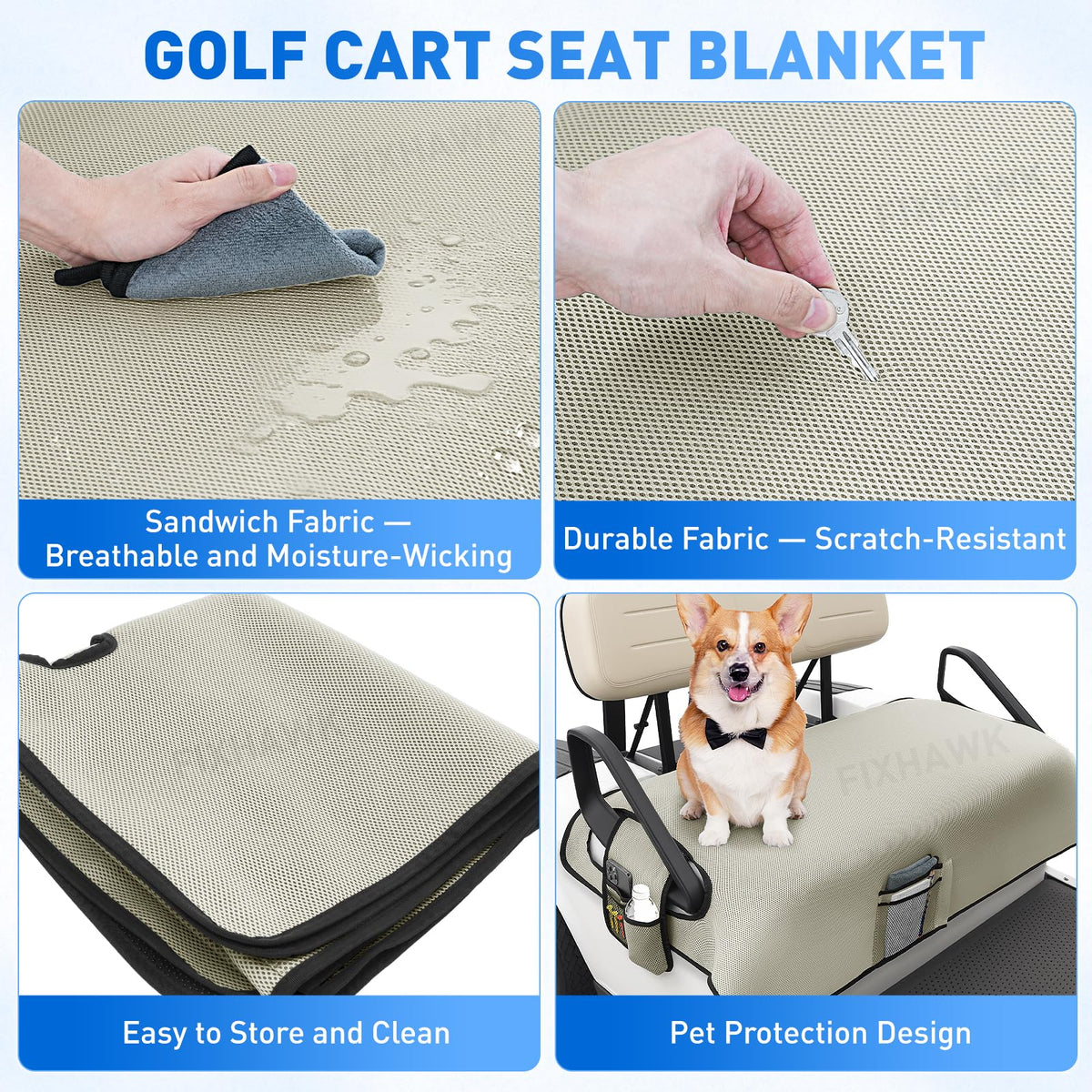 FIXHAWK seat cover protects against stains and scratches.