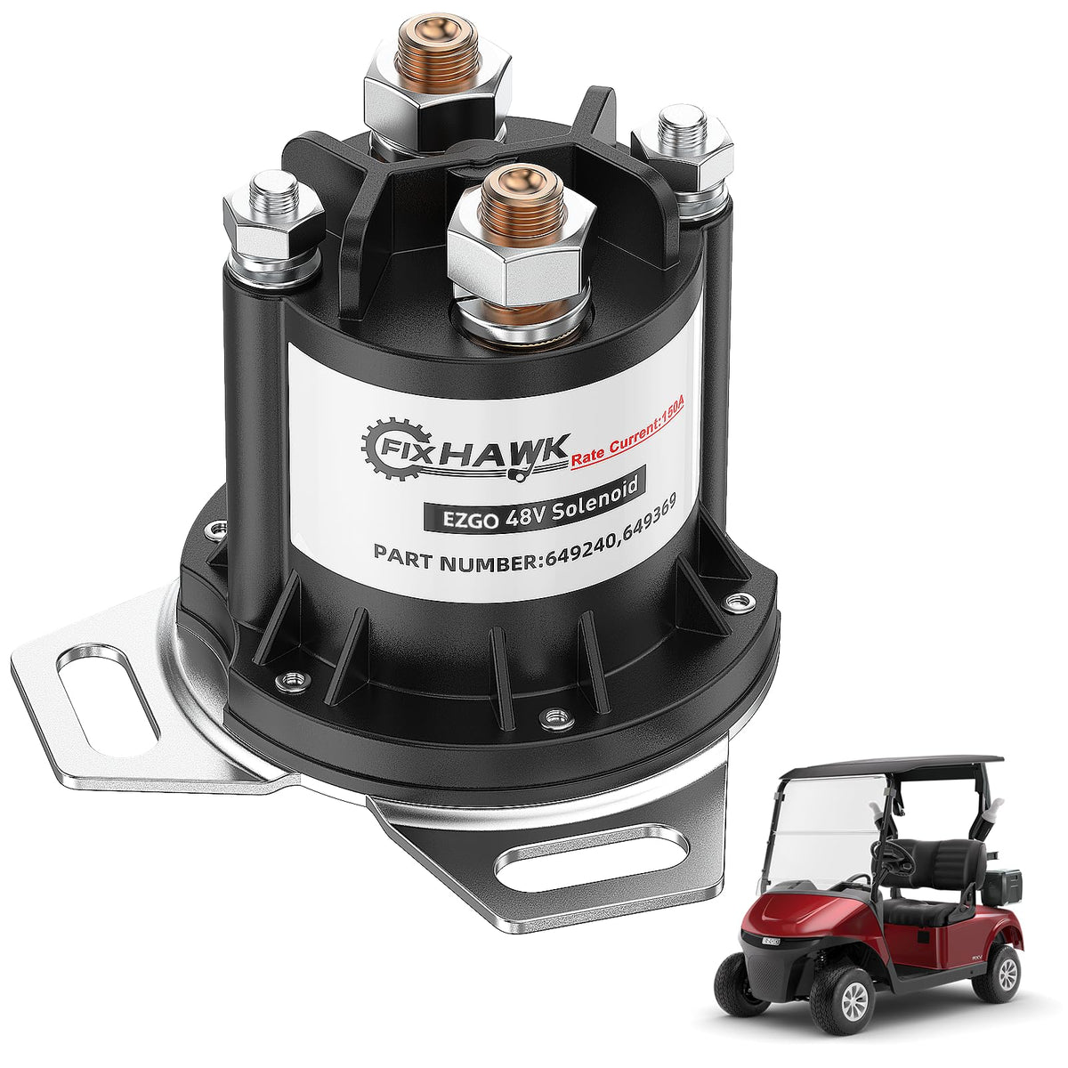 FIXHAWK golf cart solenoid 4-terminal 150A rugged for EZGO reliability