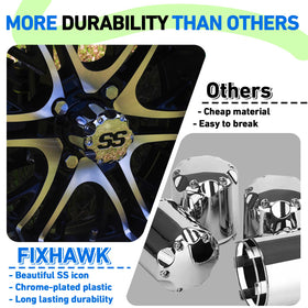 FIXHAWK chrome finish center cap highlights wheel shine and durability.