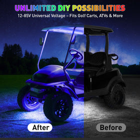 FIXHAWK LED strips around a cart for dramatic curb appeal