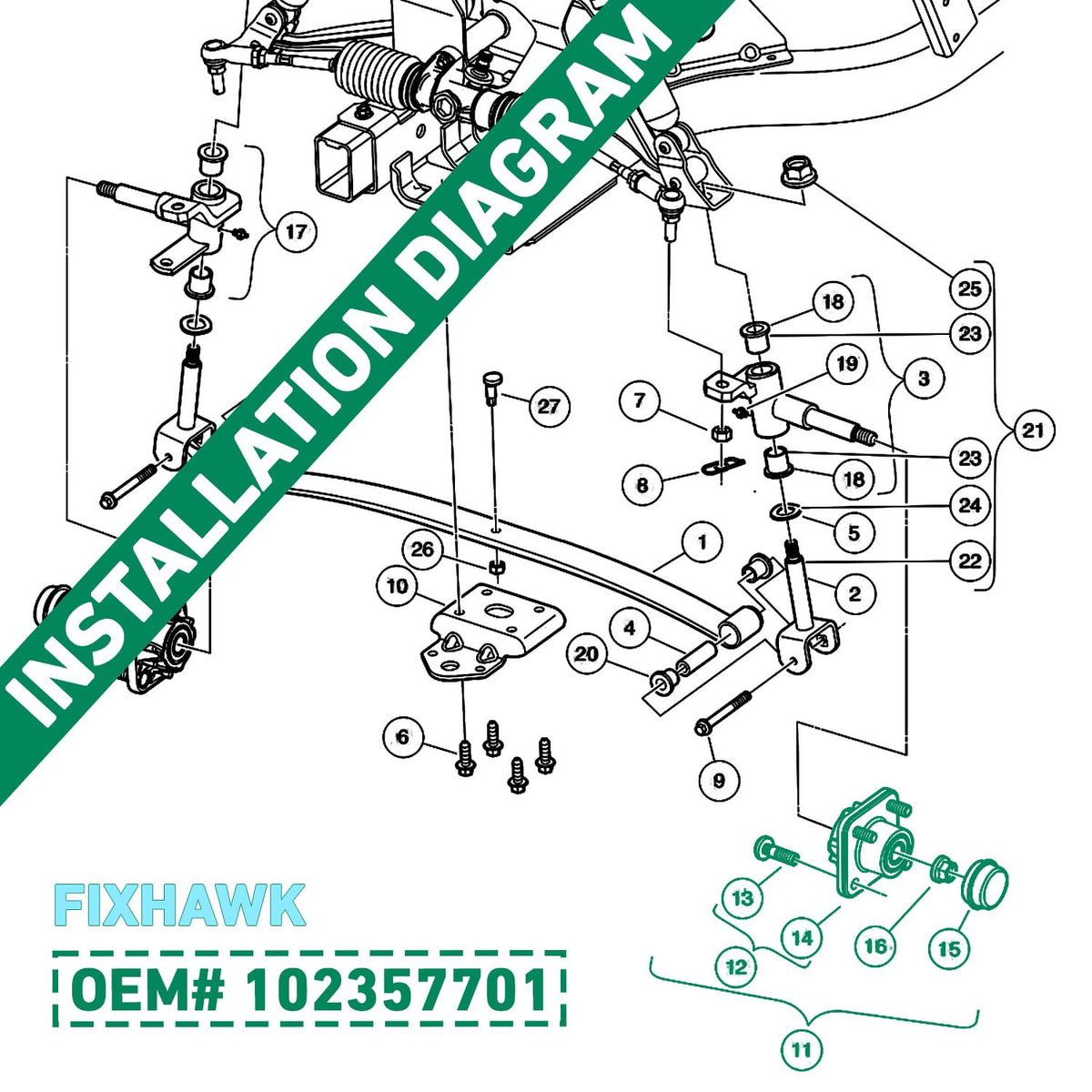 FIXHAWK hub assembly for 2003-5-up DS and 2018-up Tempo.