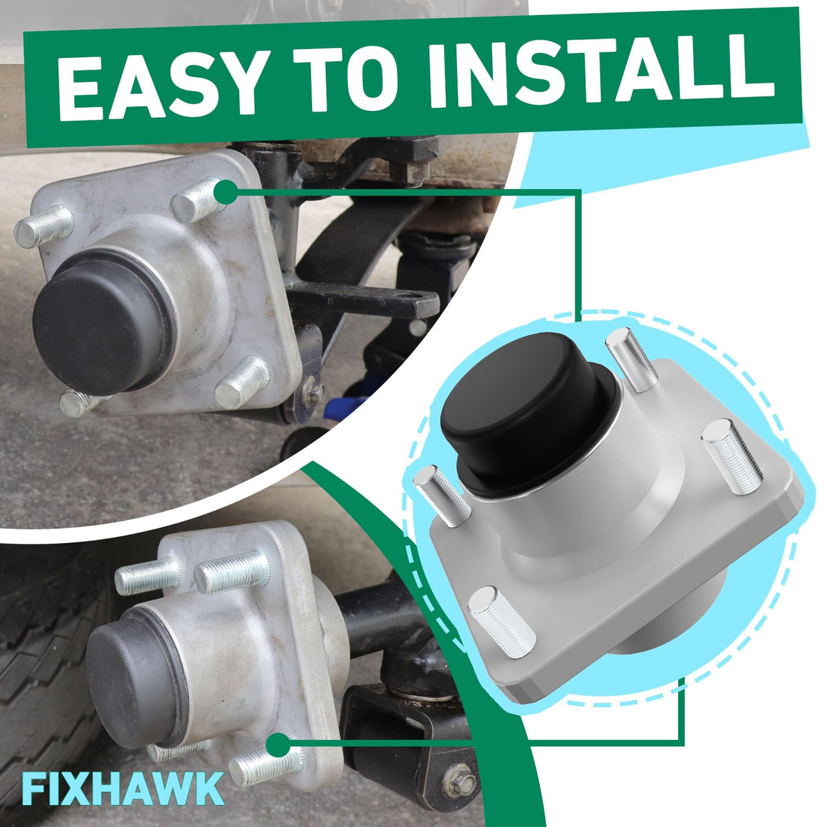 FIXHAWK installation diagrams help simplify front hub replacement on Club Car.