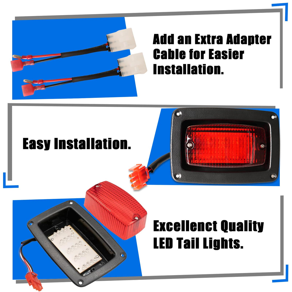 FIXHAWK 3-wire LED tail light with brake wire supports flexible signaling on 12V systems