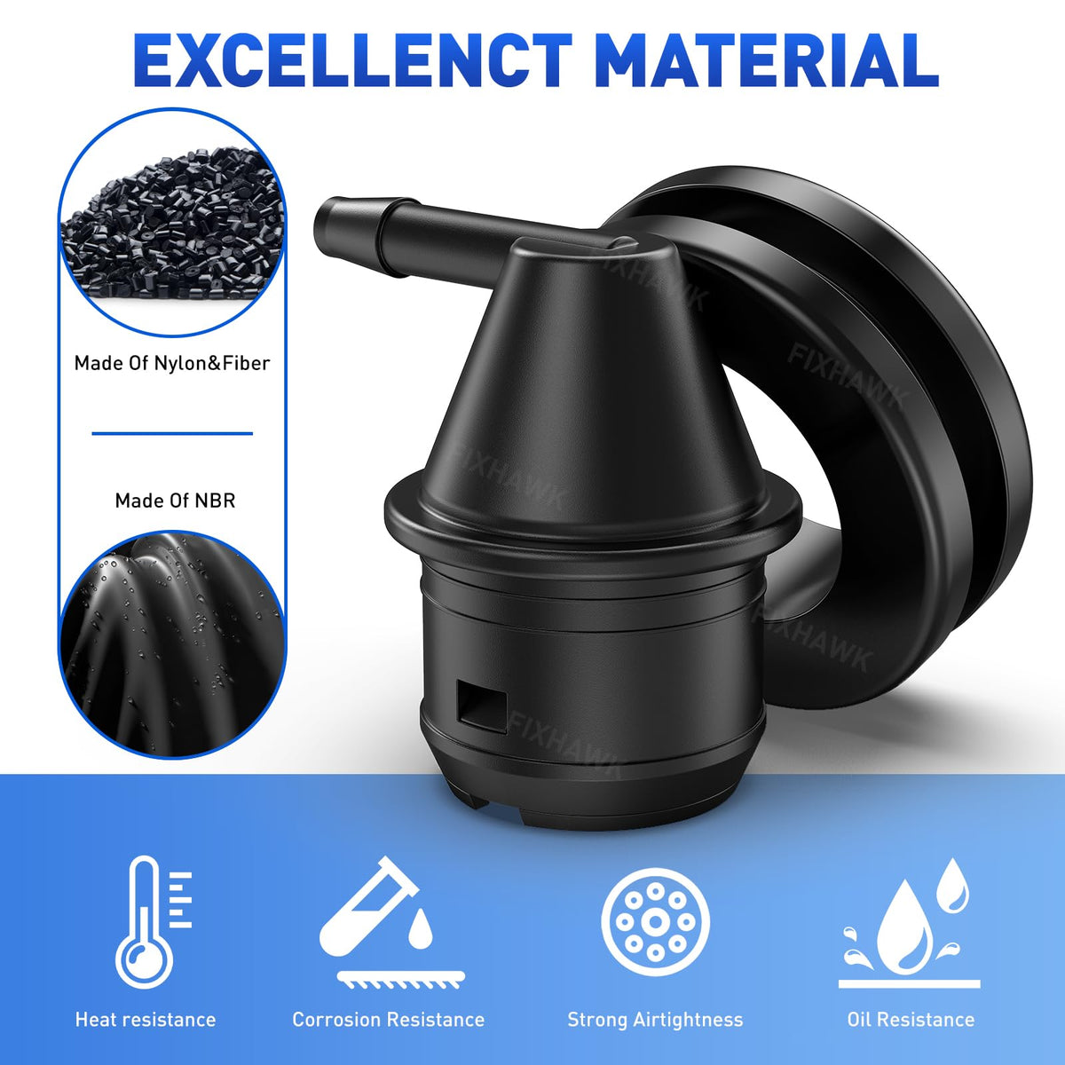 FIXHAWK nylon and fiber vent valve provides durable fuel corrosion resistant venting