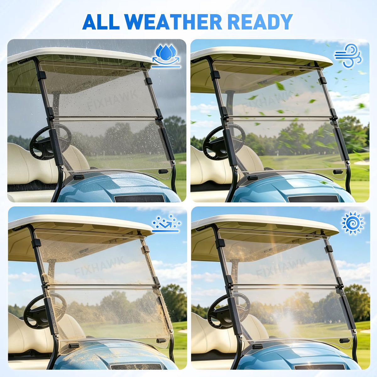 FIXHAWK Club Car Precedent windshield protective film removed before use
