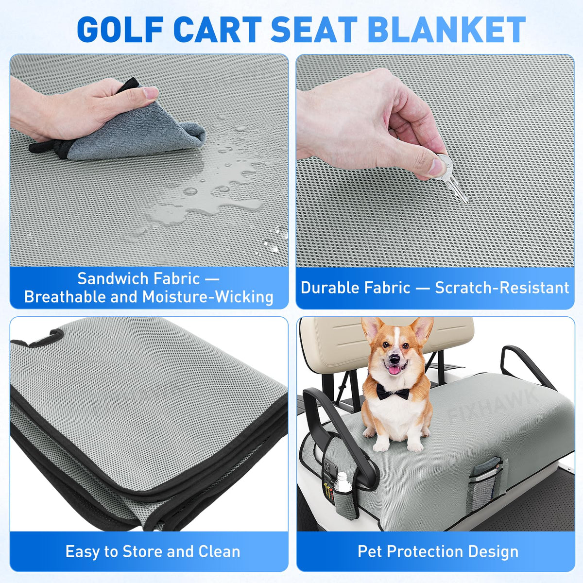FIXHAWK seat cover with patch pocket for small essentials.