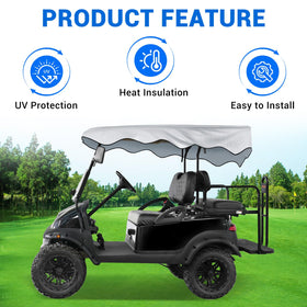 Golf cart sun shade providing full roof coverage for UV protection