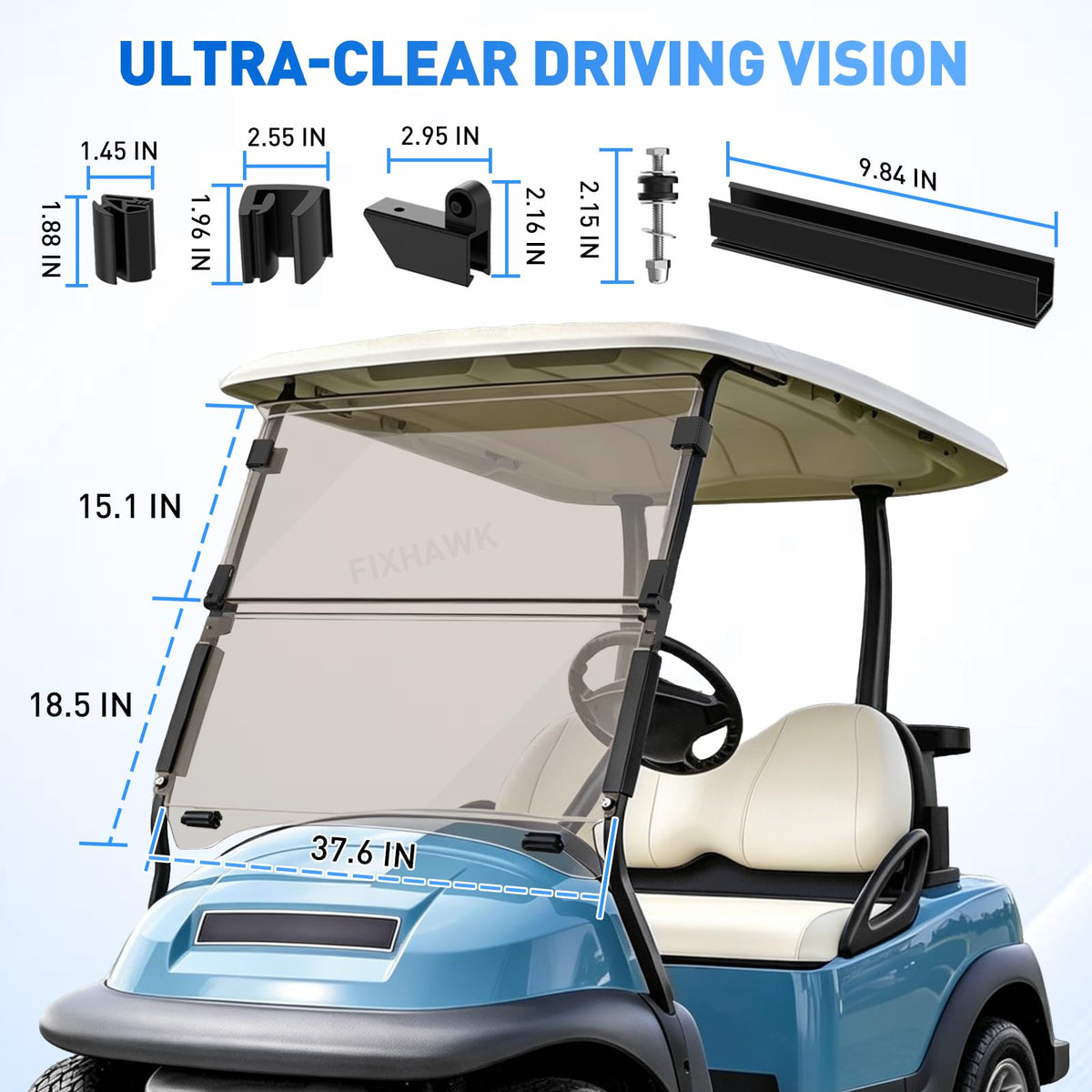 FIXHAWK Club Car Precedent windshield tinted for daytime comfort