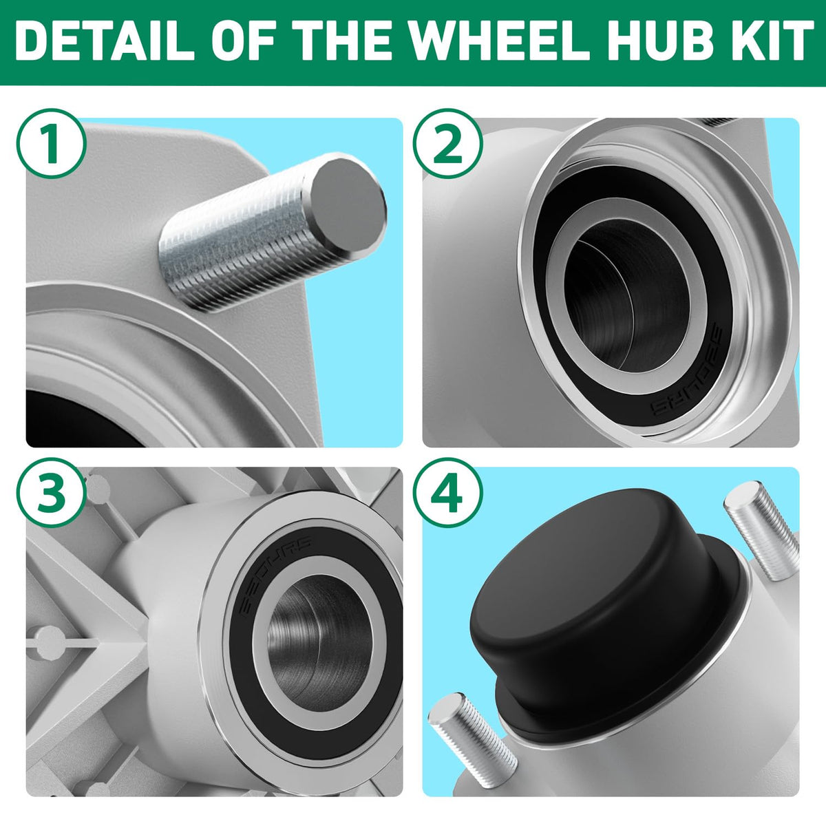 FIXHAWK two-pack hub assemblies designed for Club Car DS and Precedent models.