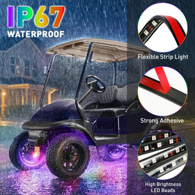 FIXHAWK 38-5-inch underglow strip installed along cart chassis.