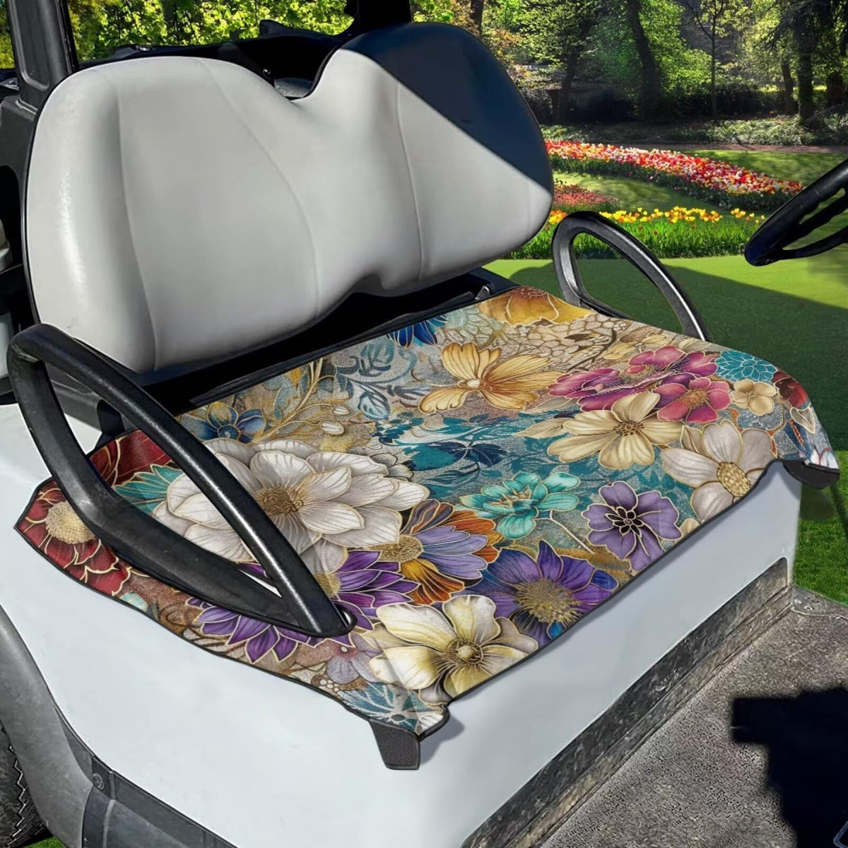 Flashideas Hippie Flower seat cover front view shows protective style and color