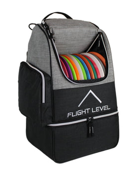Flight Level Disc Golf Backpack with two zippered storage compartments