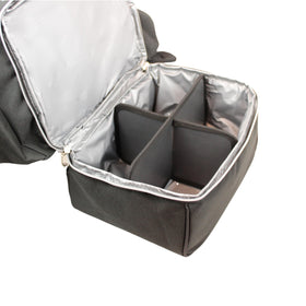 Flight Level disc golf bag with two zippered compartments and bottle holder