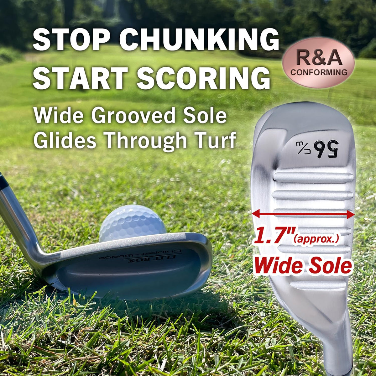 FLIT BOX Dumpling Wedge shallow face helps lift the ball from tough lies.