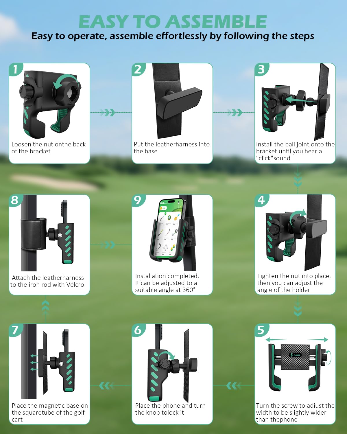 FLORICH easy installation in seconds for metal frame mounting.