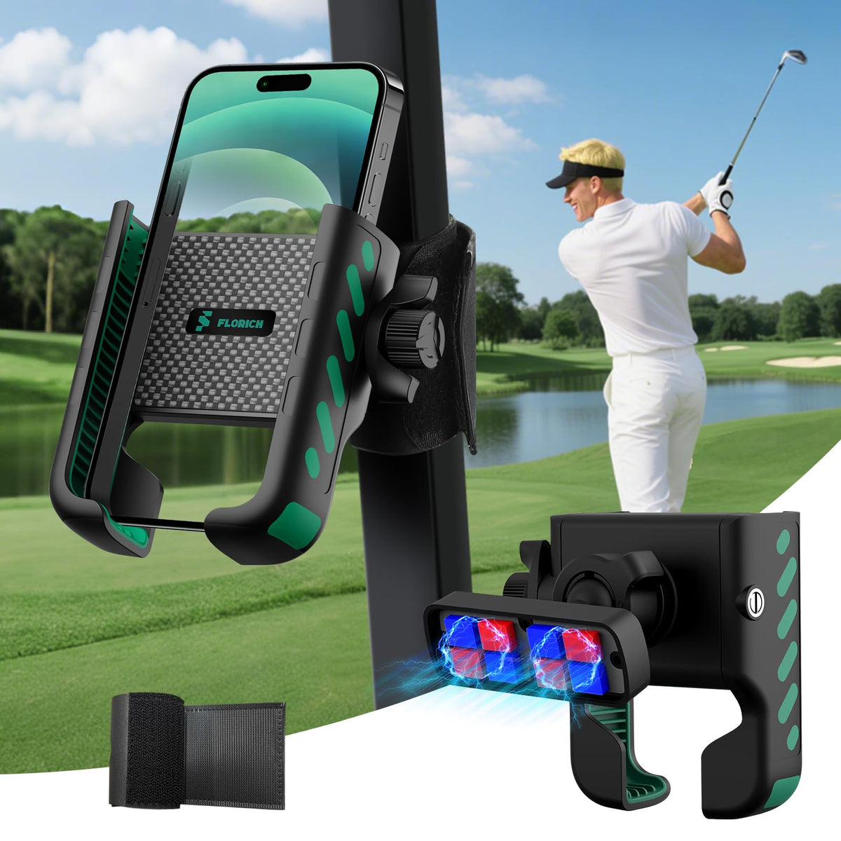 FLORICH golf cart holder featuring quick-release lock for fast access