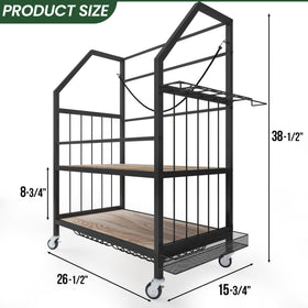 FLYJOE side club stand and bottom drawers organize clubs and accessories
