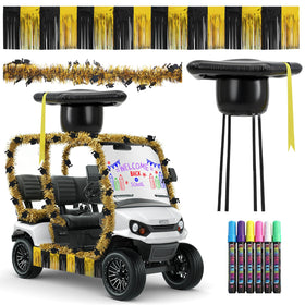FnerzTran inflatable graduation hat in gold and black for cart decor and photos