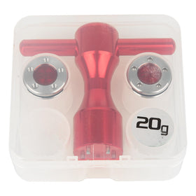 FoFoFo Weight set components neatly arranged for easy replacement on the green