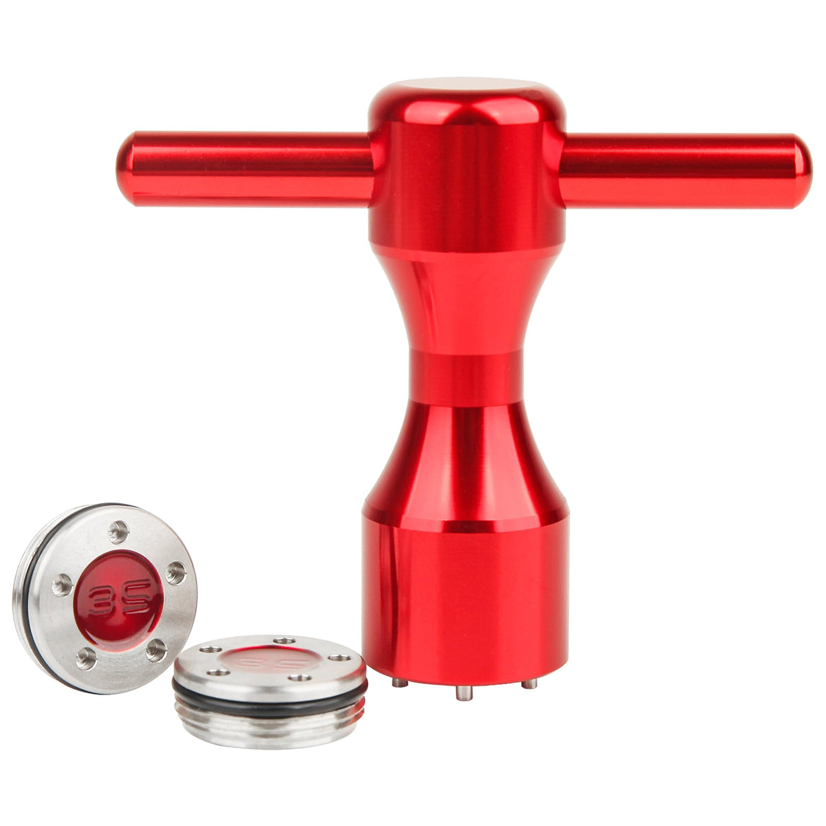 FoFoFo red putter weights set with case for customizable balance.