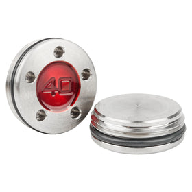 FoFoFo red putter weight closeup showing moisture-sealing O-rings for protection.