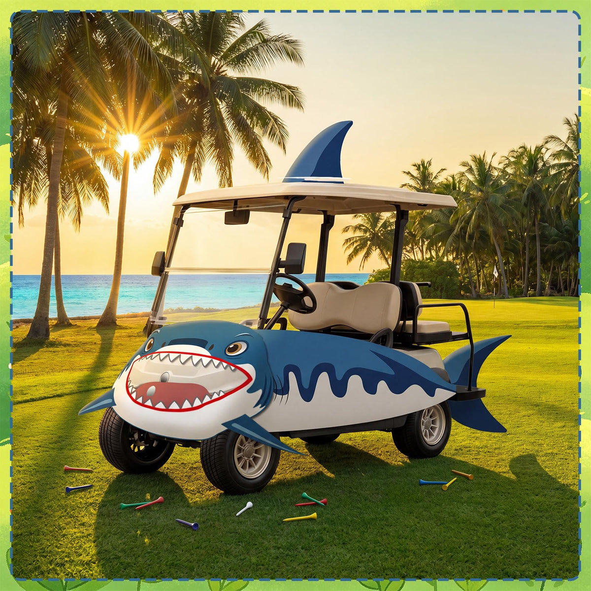 Foilswirl shark decor mounted on cart makes summer parades memorable