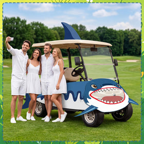 Foilswirl shark tail on cart creates striking silhouette at events