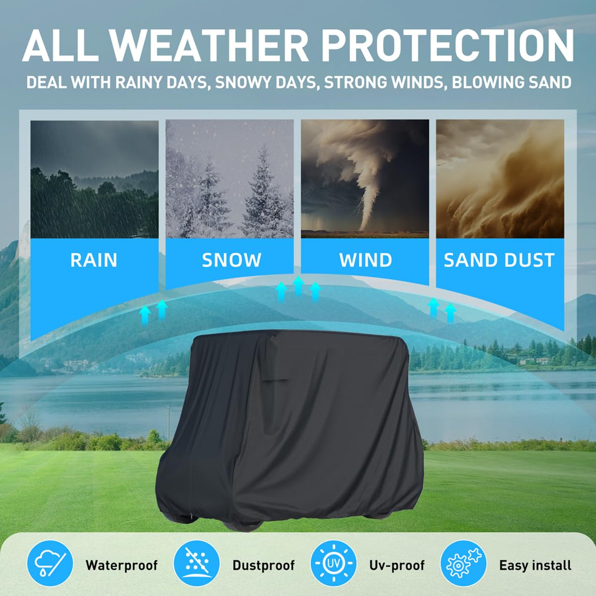 FOLU cover with two vents and two zipper doors for easy access.