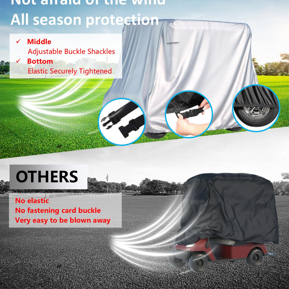 FOLU golf cover fits 2-4 passenger carts such as Yamaha EZGO Club Car.