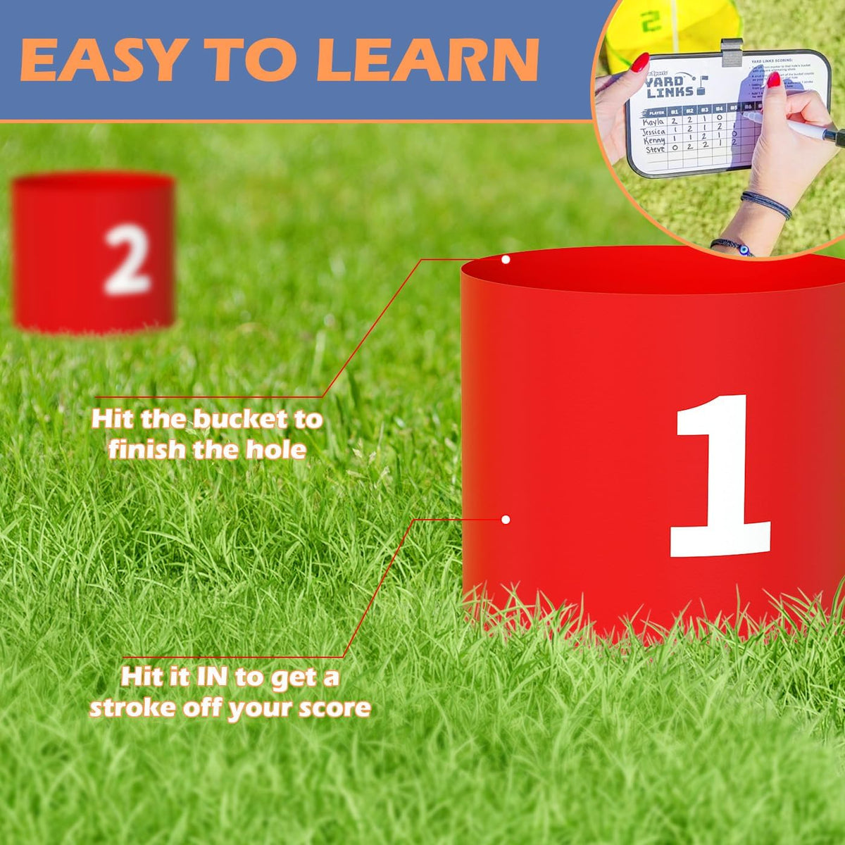FOOING Golf Game 6-Hole Set ground stakes secure play on any surface