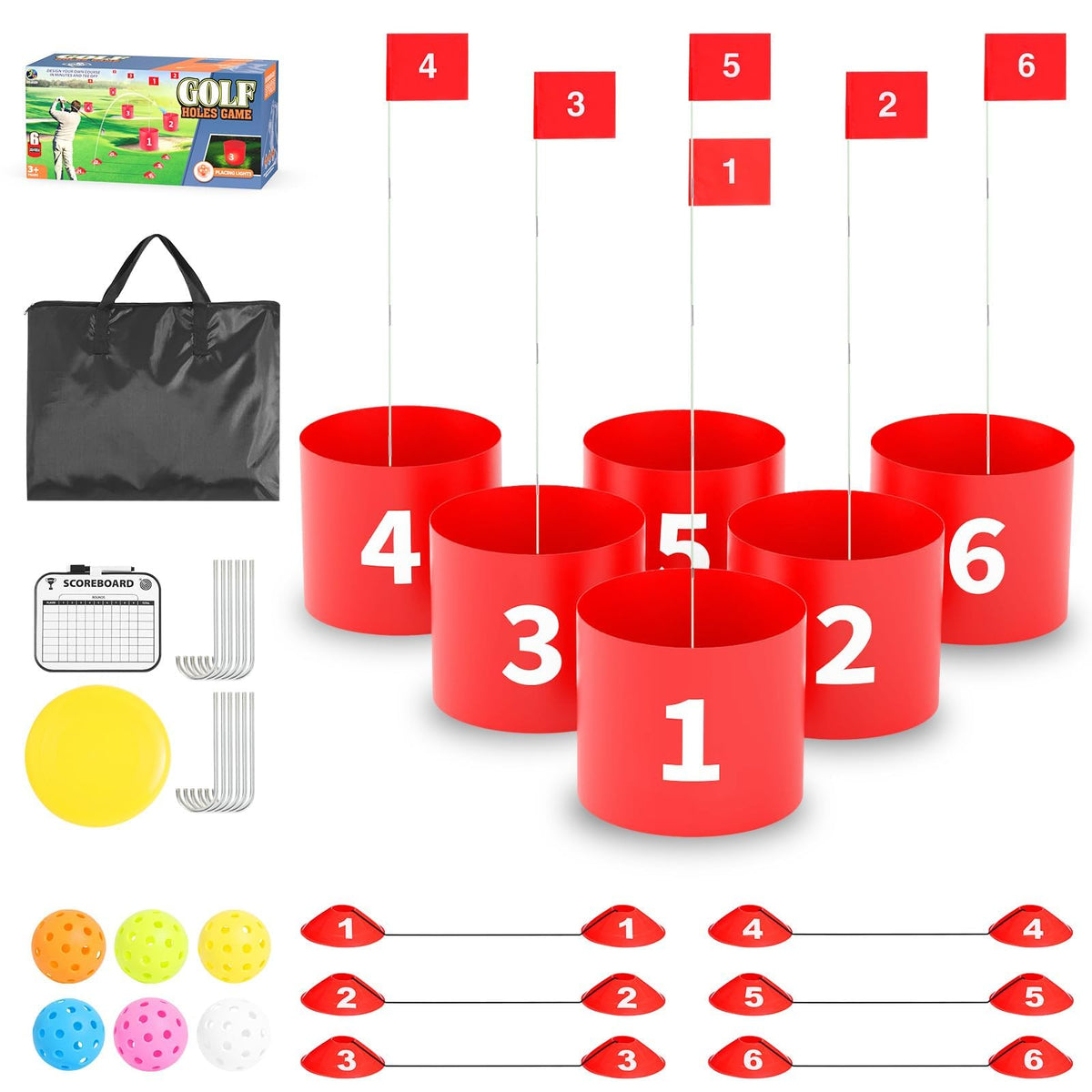 FOOING Golf Game 6-Hole Set holes for quick lawn setup