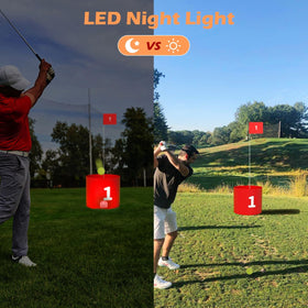 FOOING Golf Game LED includes tee boxes to stabilize shots.