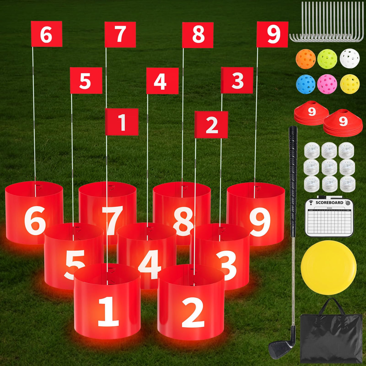 FOOING Golf LED kit with one club for backyard practice