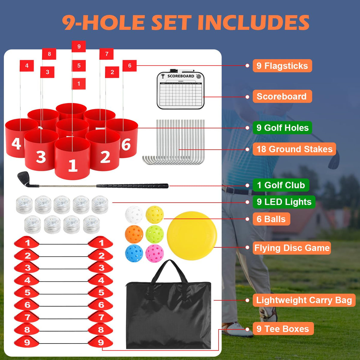 FOOING scorecard and storage bag help track rounds