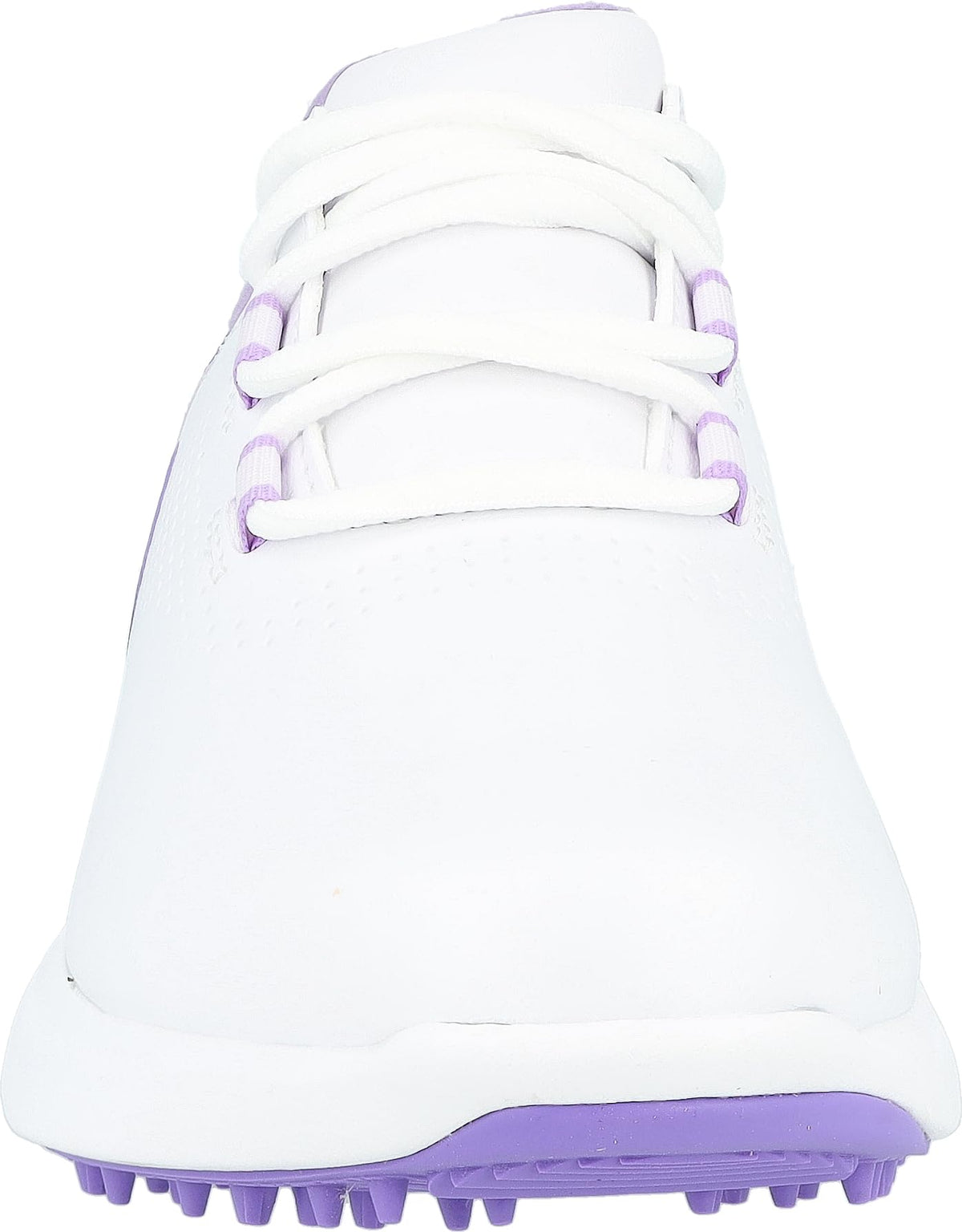 FootJoy FJ Fuel junior golf shoe, purple accent close-up, showcasing cushioned outsole comfort.