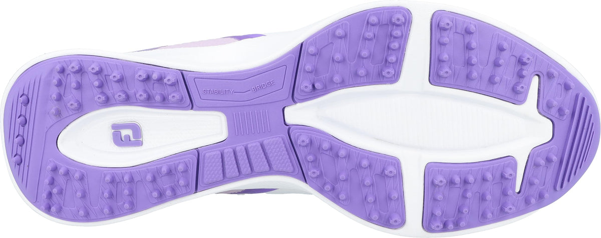 FootJoy FJ Fuel junior golf shoe, side view with laces, highlighting soft synthetic uppers.
