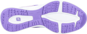 FootJoy FJ Fuel junior golf shoe, side view with laces, highlighting soft synthetic uppers.