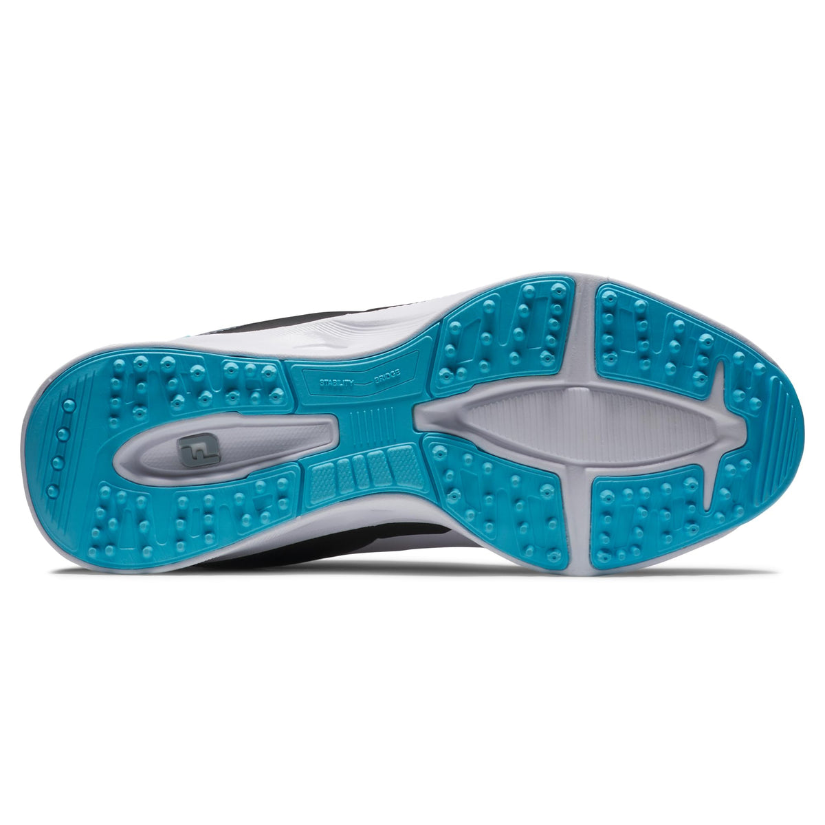 FootJoy FJ Fuel junior golf shoe, sole close-up highlighting cushioning.