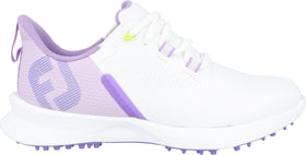 FootJoy FJ Fuel junior golf shoe, white upper view, offering lightweight comfort for practice rounds.