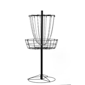 Force in Motion VORTExX basket setup shown for backyard practice with clear assembly.