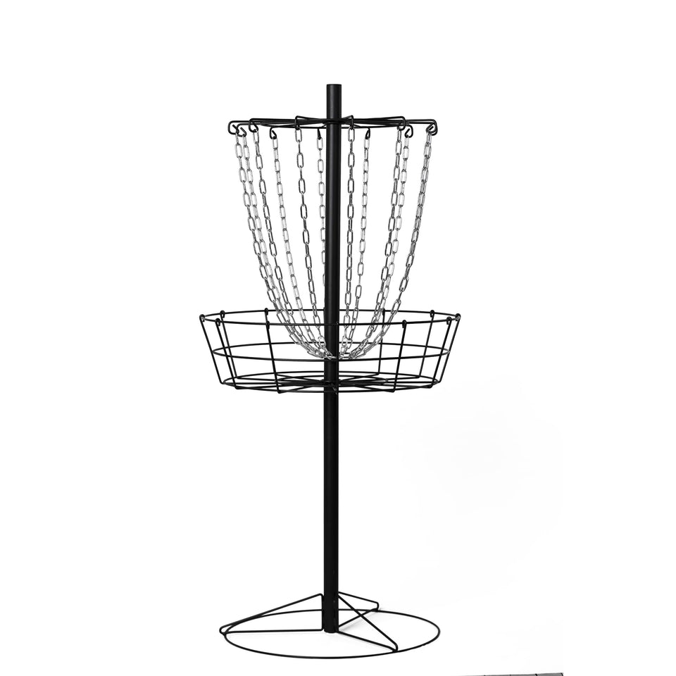 Force in Motion VORTExX basket setup shown for backyard practice with clear assembly.