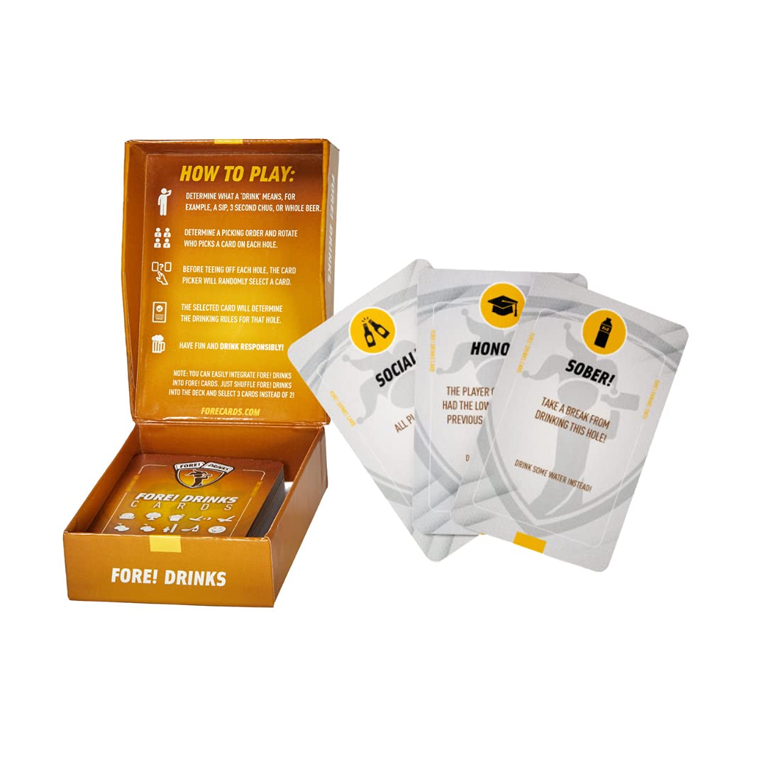 Fore! Drinks On Course hole challenge card adding variety to rounds
