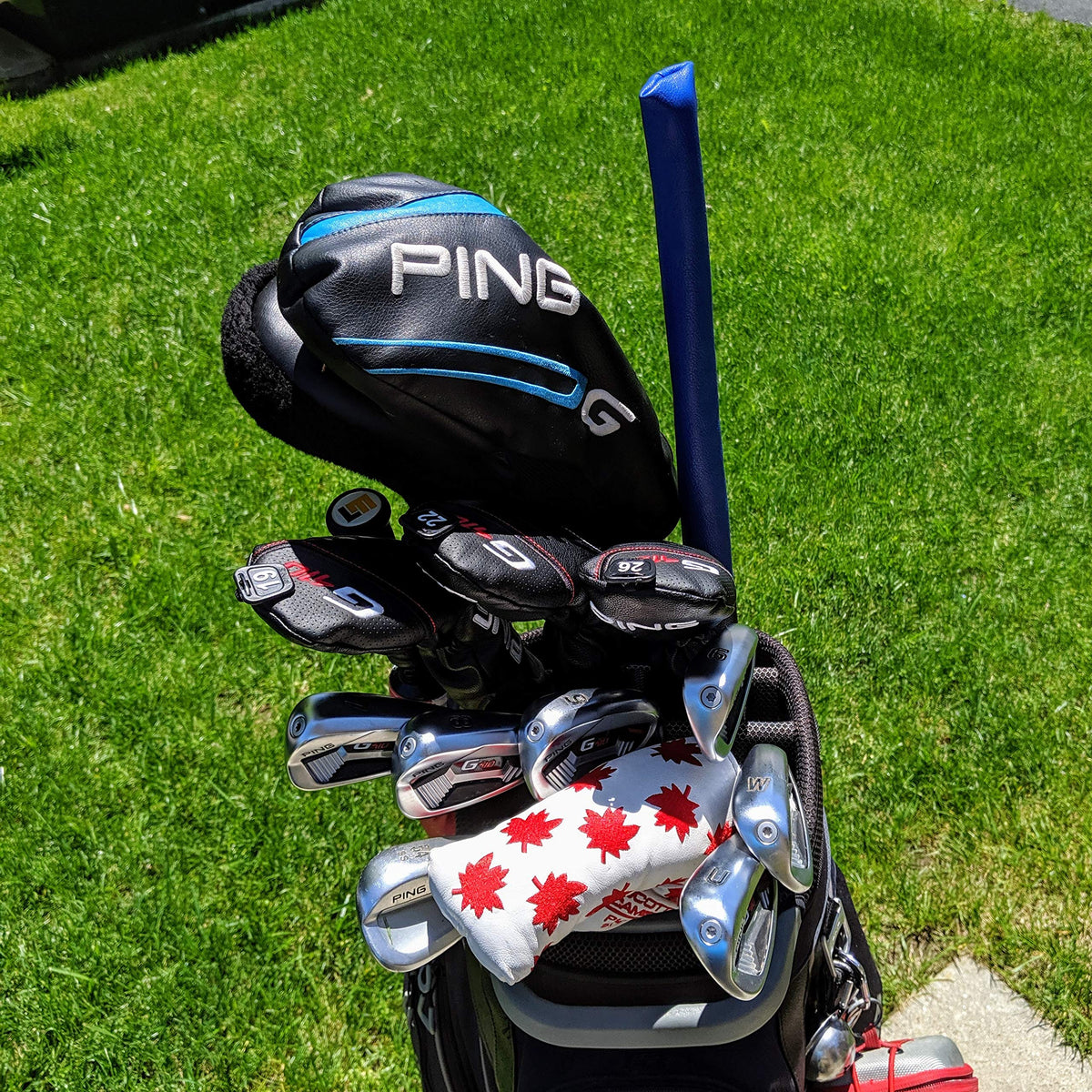 Foretra alignment stick cover blue premium leather preserves sticks during transport.