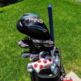 Foretra alignment stick cover blue premium leather preserves sticks during transport.