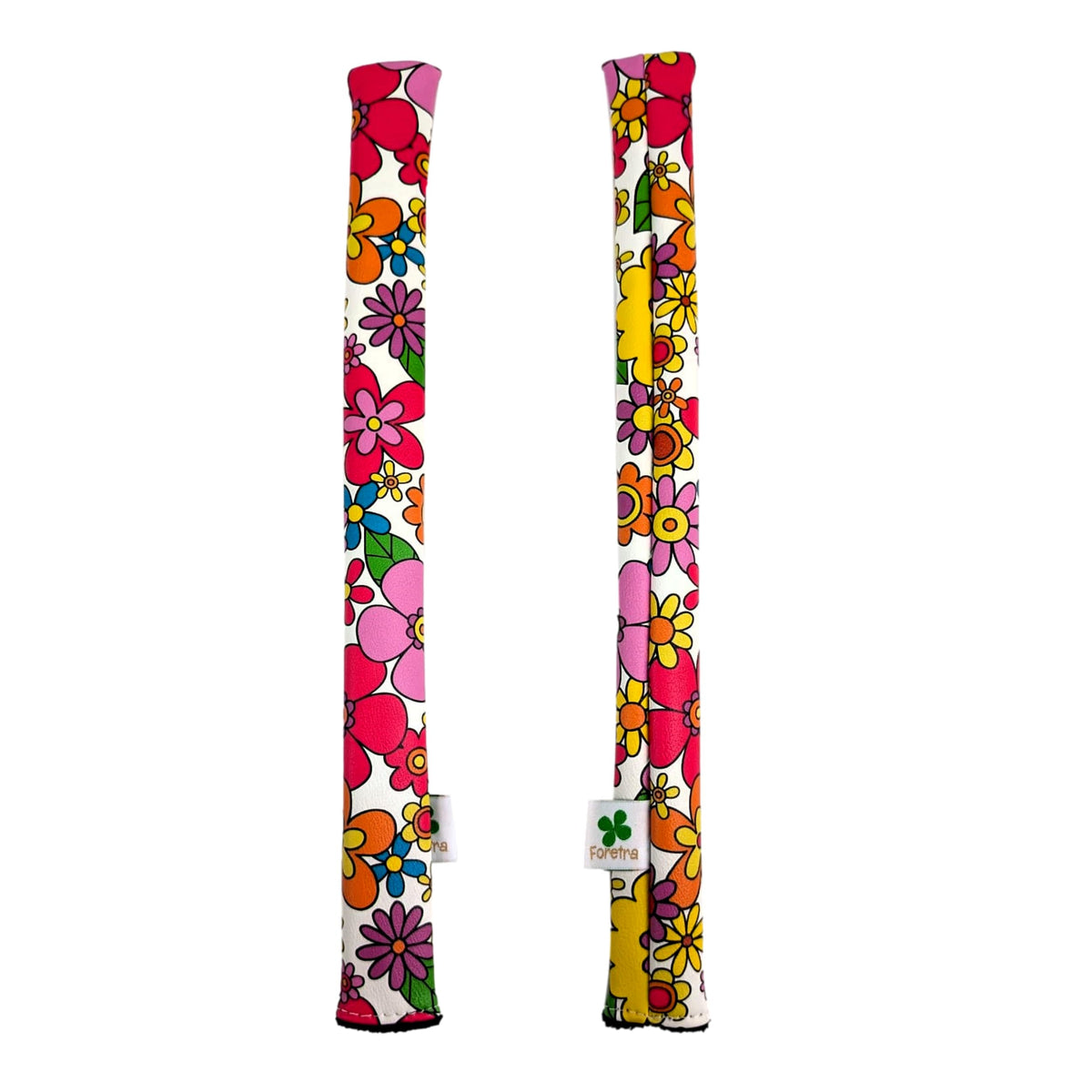 Foretra alignment stick headcover with floral design protects and organizes sticks.